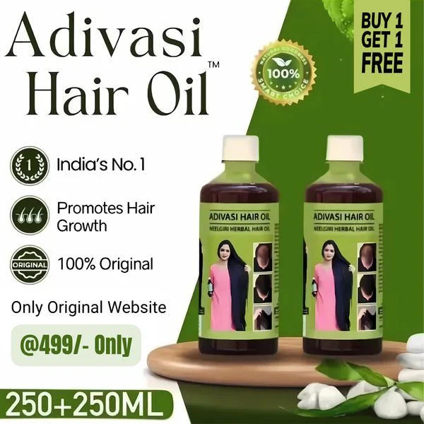 🍃ORIGINAL ADIVASI HERBAL HAIR OIL (💥 BUY 1 GET 1 FREE 💥)