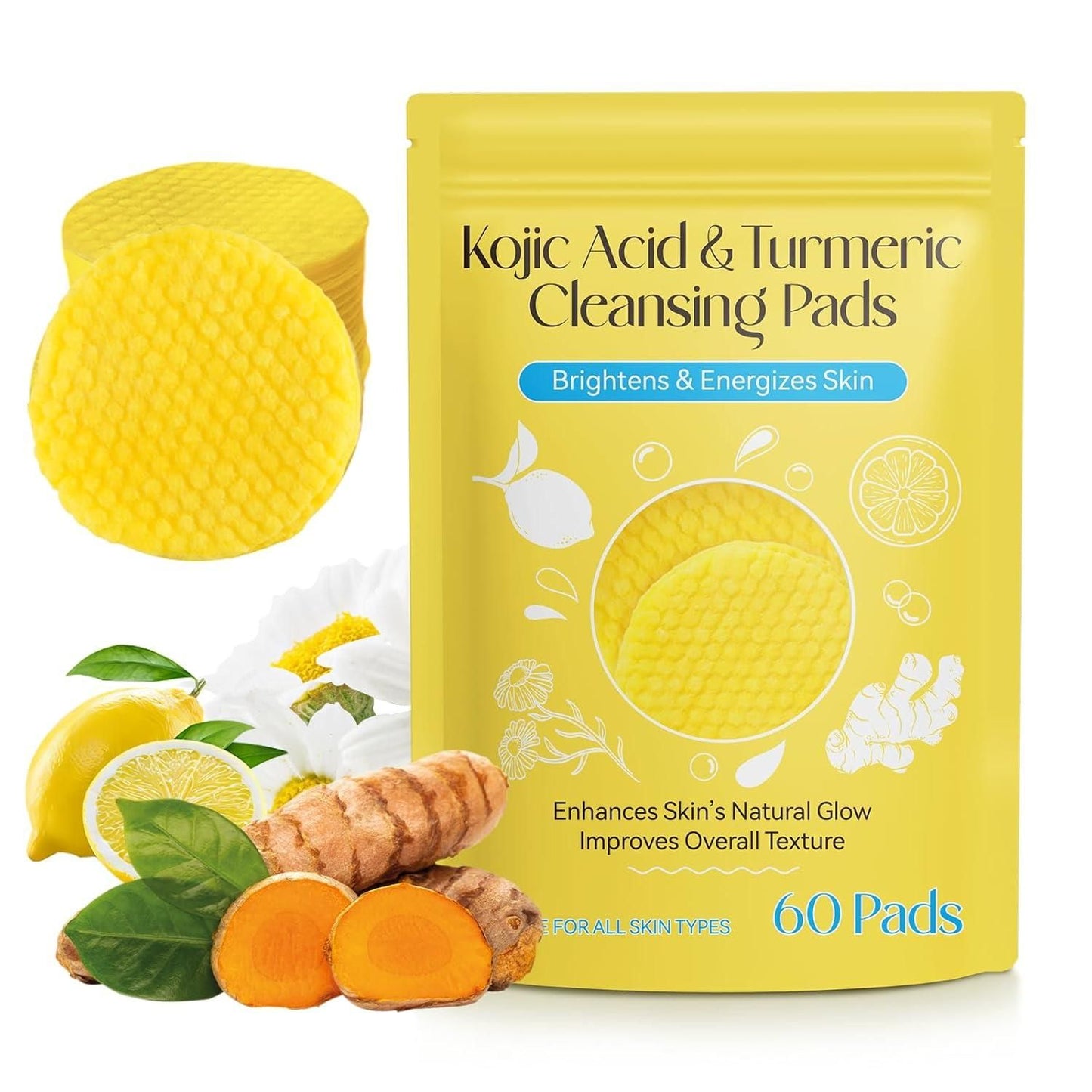 Turmeric Cleansing Pads – (Powered by Kojic Acid & Retinol) (60 Pads)