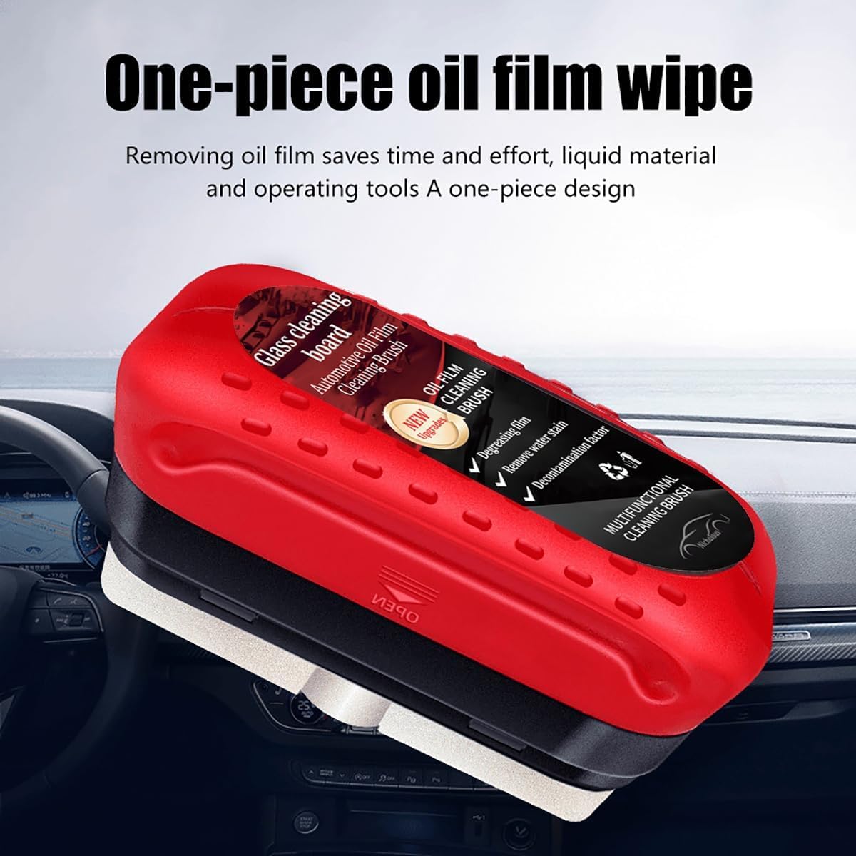 Automotive Oil Film Cleaning Brush + Free Reusable Storage & Travel Pouch