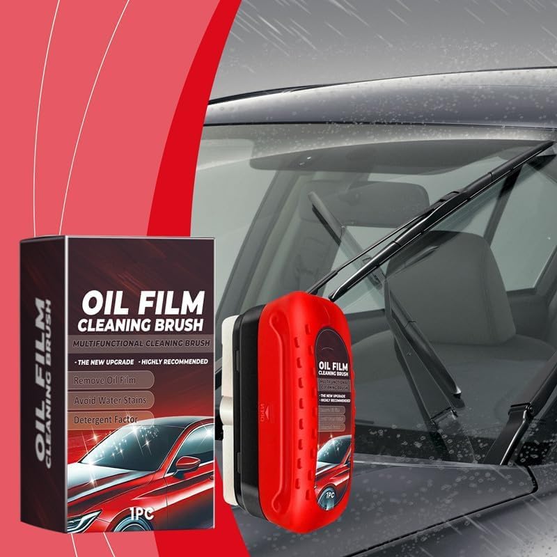 Automotive Oil Film Cleaning Brush + Free Reusable Storage & Travel Pouch