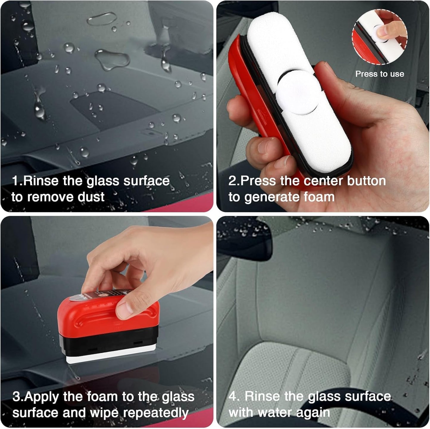 Automotive Oil Film Cleaning Brush + Free Reusable Storage & Travel Pouch