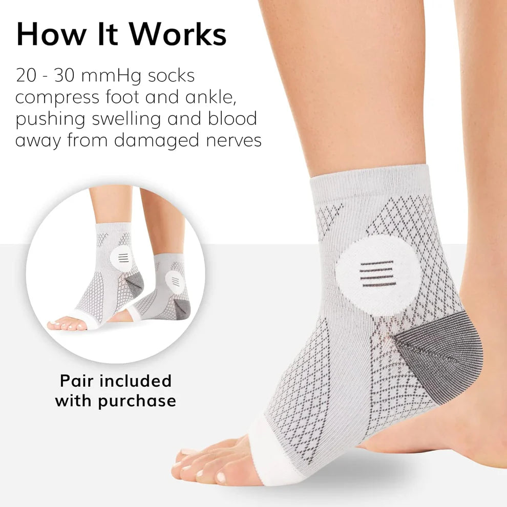 Neuropathy Compression Socks for Swollen Feet and Ankles | One Size Fits All | Pack of 2